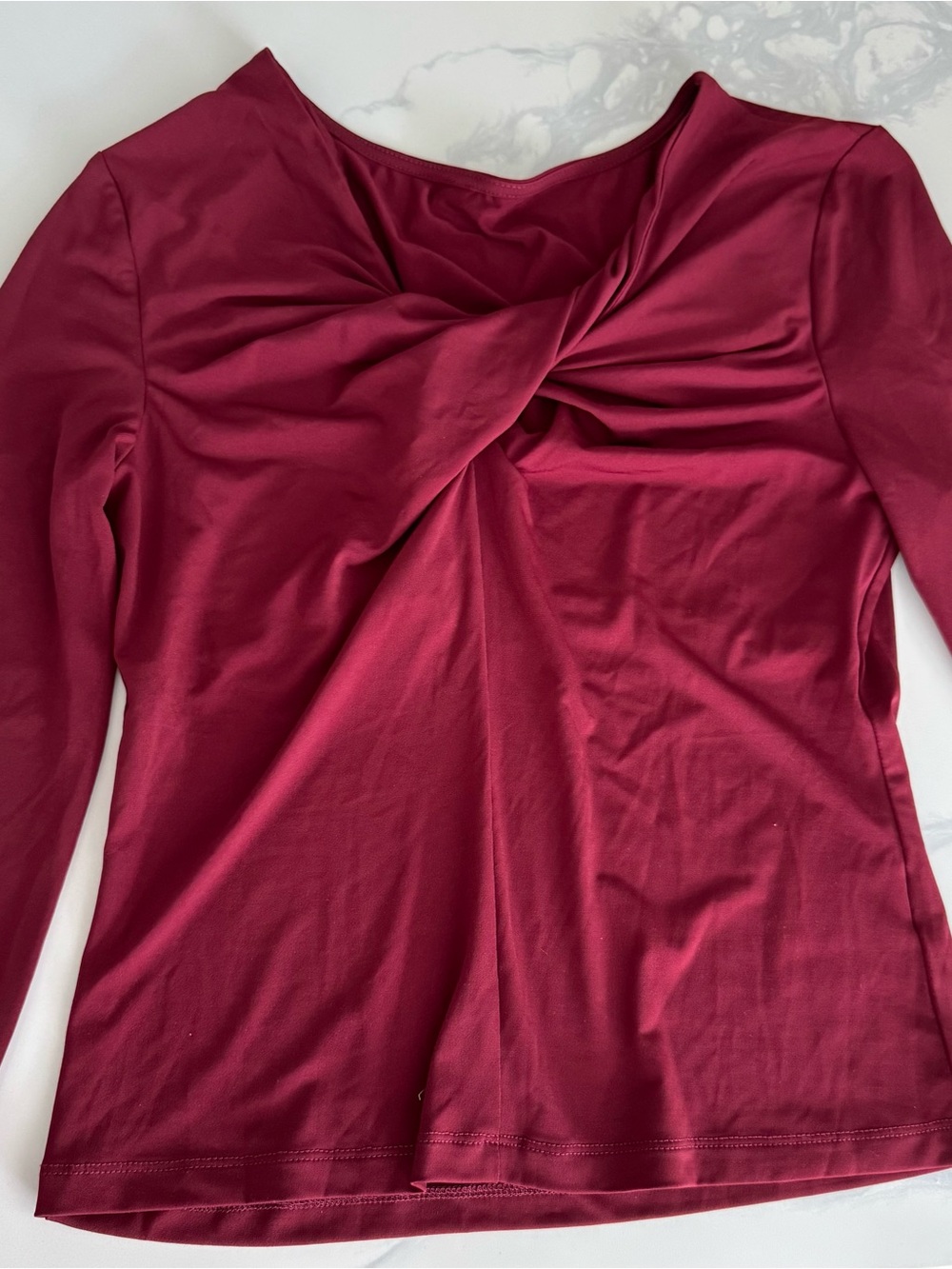 Commense Twist-Front Long Sleeve Top - Wine